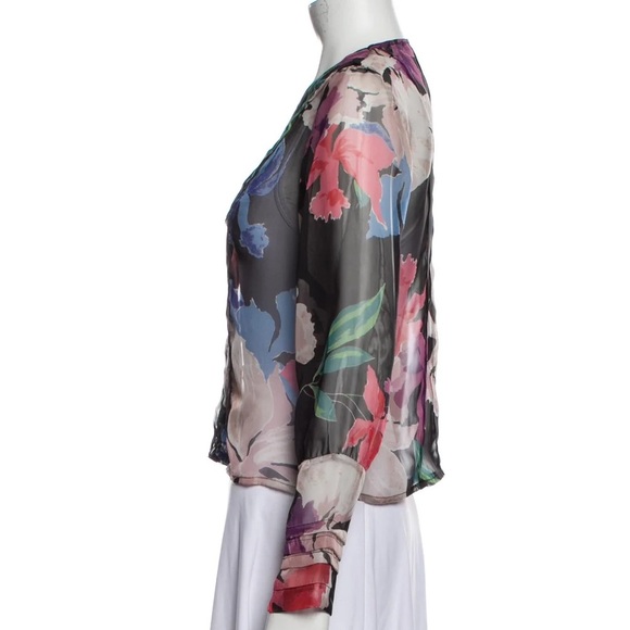 JILL STUART Floral Print Button-Up Top and Ruffle Skirt Size 8 - Picture 3 of 4